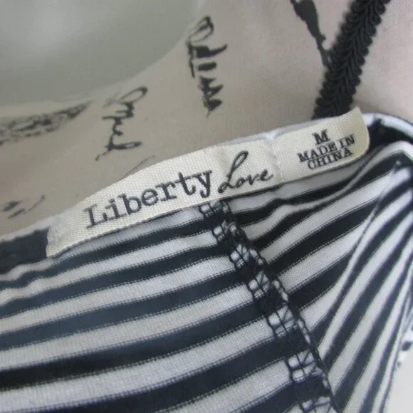 Liberty Love T-Shirt Dress M Black White Stripe - Picture 9 of 9